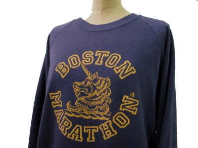 画像2: 1980's "BOSTON MARATHON" Crew Neck Pullover Sweat　NAVY　size M 位 (表記 L)