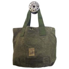 画像1: " Note and Pen "retouch" Medium Tote Bag  -1950's French Military Linen Duffle-　OLIVE (1)