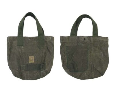 画像1: " Note and Pen "retouch" Medium Tote Bag  -1950's French Military Linen Duffle-　OLIVE