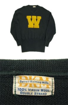 画像3: ~1960's "Detroit Knitting Mills" Virgin Wool Lettered Sweater　dark Green　size M - L (表記 不明) (3)