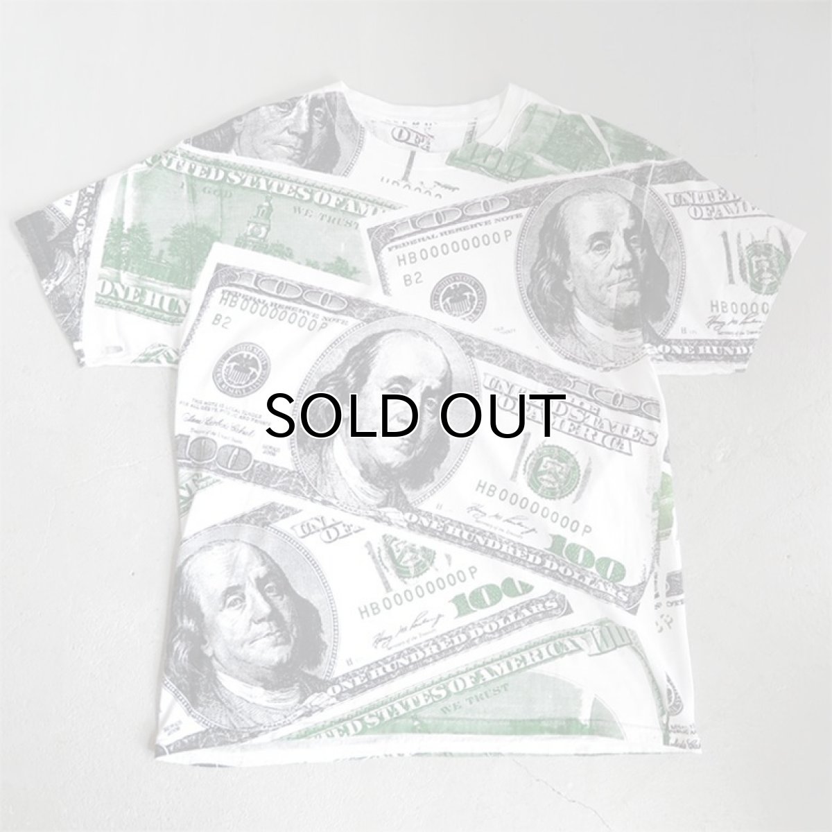 画像1: Hanes "100 DOLLARS" All Over Print T-Shirt　WHITE　size L (1)