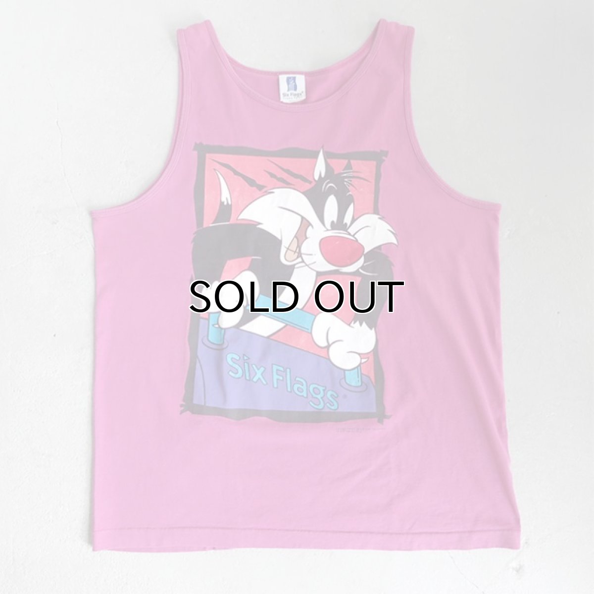 画像1: 1990's SIX FLAGS "LOONEY TUNES" Print Tank Top　PINK　size M-L (1)