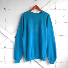 画像1: 1980's HANES "SAN FRANCISCO" Foam Print  Sweat Shirt　TURQUOISE BLUE　size L (1)