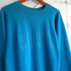 画像4: 1980's HANES "SAN FRANCISCO" Foam Print  Sweat Shirt　TURQUOISE BLUE　size L (4)